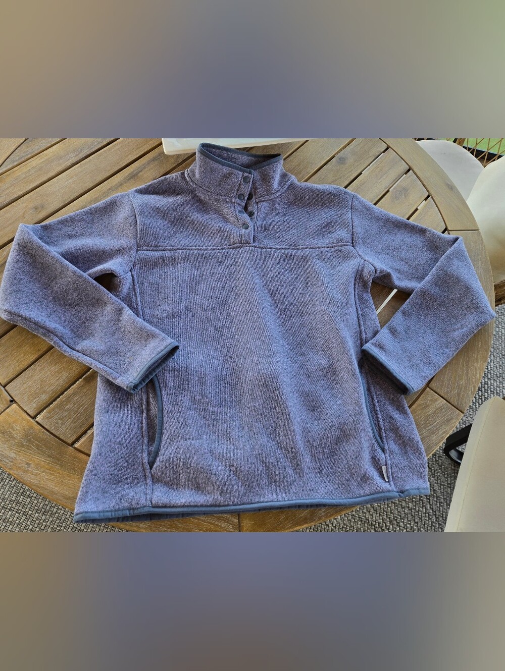 Eddie Bauer Blue Purple Fleece Pullover Women's Size M Cozy Fall Layers Travel